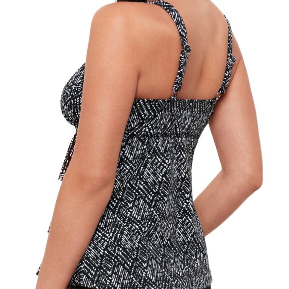 Swim Solutions Printed Triple Tier Tankini Top - Picture 9 of 10